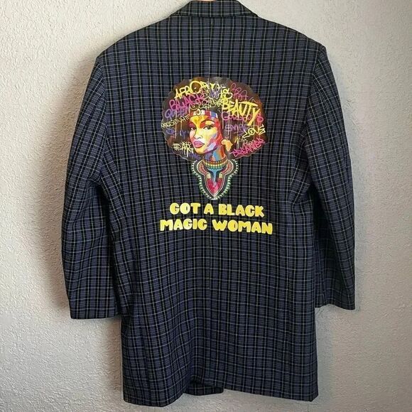 Alberto Celini Vintage Oversized Blue Pinstriped Blazer Size XL - Picture 1 of 4